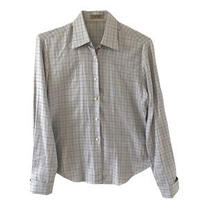Paul Stuart Neutral Plaid Button Up Shirt